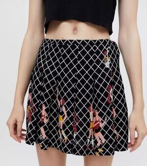 Urban Outfitters Cecile Basketball Motif Pleated A-Line Lightweight Mini Skirt
